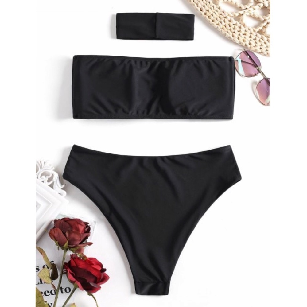 Bandeau High Cut Choker Bikini Swimwear NWT